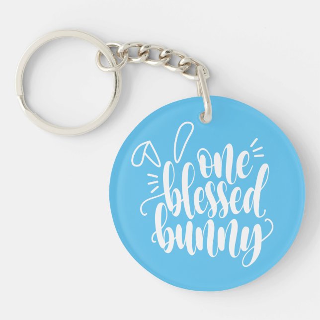 One Blessed Bunny Easter Calligraphy | Keychain (Front)