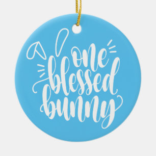 One Blessed Bunny Easter Calligraphy Ornament