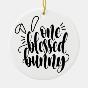One Blessed Bunny Easter Calligraphy   Ornament