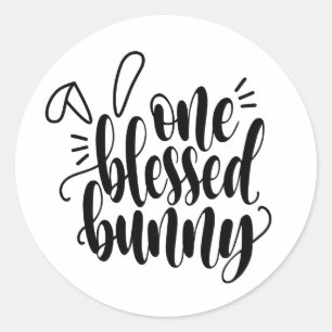 One Blessed Bunny Easter Calligraphy Sticker Seal