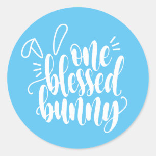 One Blessed Bunny Easter Calligraphy Sticker Seal