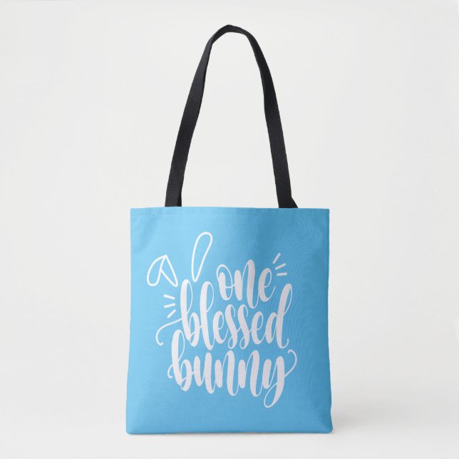 One Blessed Bunny Easter Calligraphy | Tote Bag (Front)