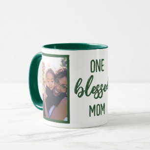 One Blessed Mum   Custom Modern Mother's Day Photo Mug