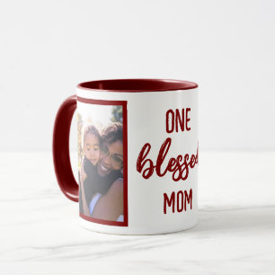 One Blessed Mum Custom Modern Mother's Day Photo Mug