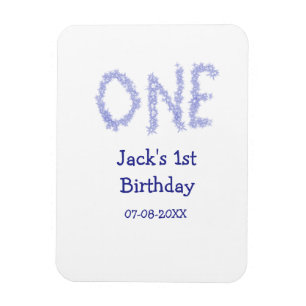 One blue glitter boy modern 1st birthday magnet