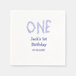 One blue glitter boy modern 1st birthday  napkin