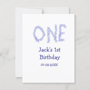 One blue glitter boy modern 1st birthday  postcard