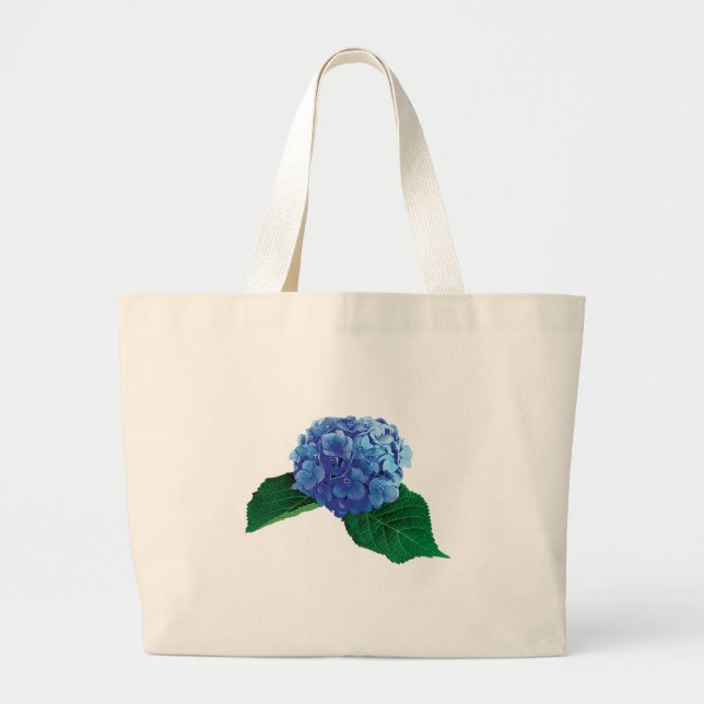 One Blue Hydrangea Large Tote Bag (Front)