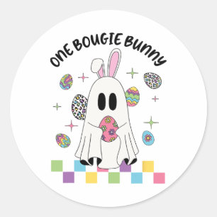 One Boojee Bunny Funny Boo Ghost Happy Easter Day Classic Round Sticker