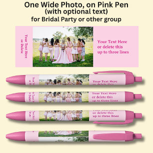 One Bridal Party Photo with optional text on Pink Blue Ink Pen