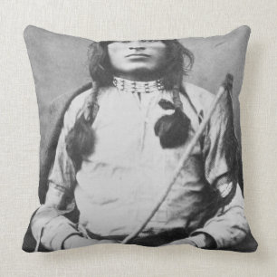 One Bull Warrior, 1882 (b/w photo) Cushion