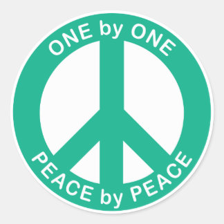 One by One Peace by Peace Round Glossy Stickers