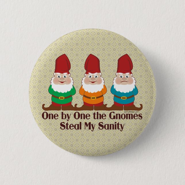 One By One The Gnomes 6 Cm Round Badge (Front)