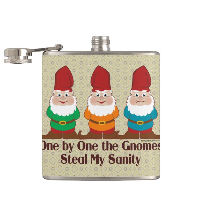 One by one the Gnomes steal my sanity Hip Flask (Opened)