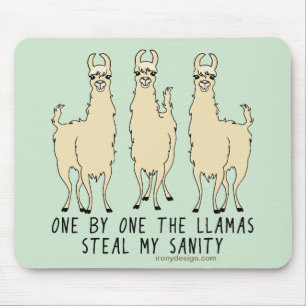 One by One the Llamas Steal my Sanity Funny Mouse Pad
