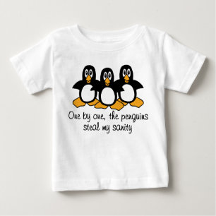One by One The Penguins Funny Saying Design Baby T-Shirt