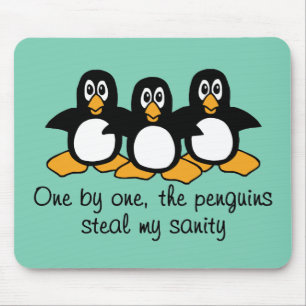 One by One The Penguins Funny Saying Design Mouse Pad