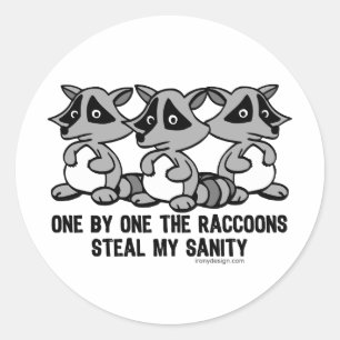 One By One The Raccoons Design Classic Round Sticker