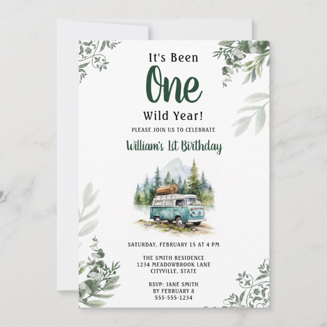 One Camper 1st Birthday Camping Invitation (Front)