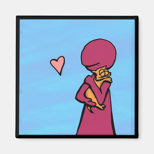 One Cat Loves Hugs Magnet (Front)