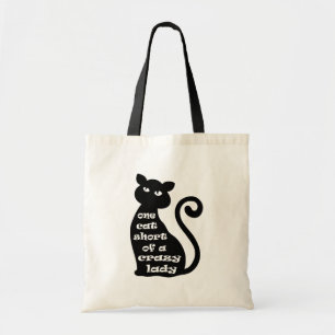 One cat short of a crazy lady tote bag