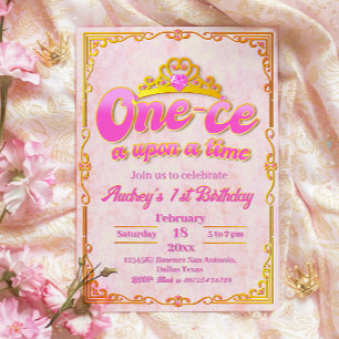 One-ce Upon a Time - Girl 1st Birthday Invitation