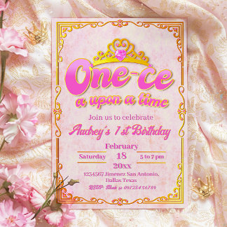 One-ce Upon a Time - Girl 1st Birthday Invitation