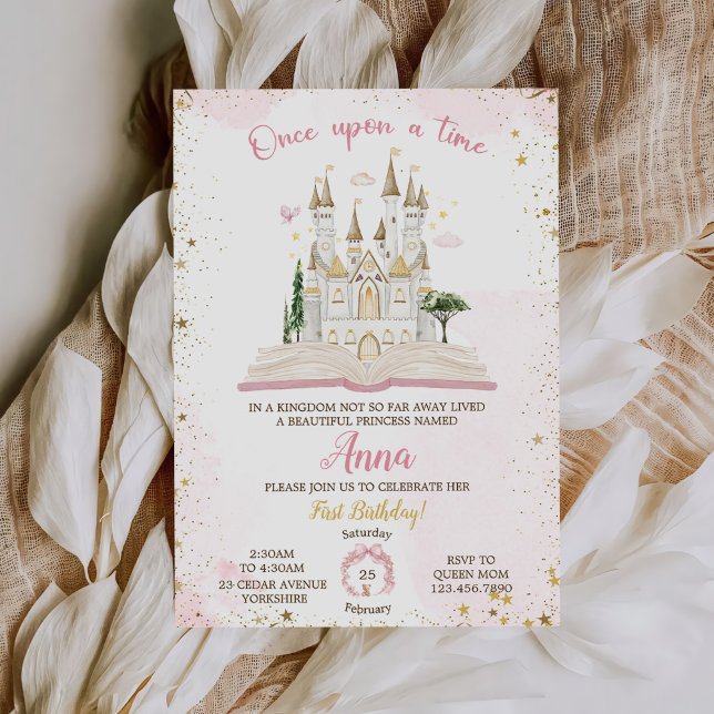One-ce Upon A Time Princess 1st Birthday Party Invitation (Creator Uploaded)