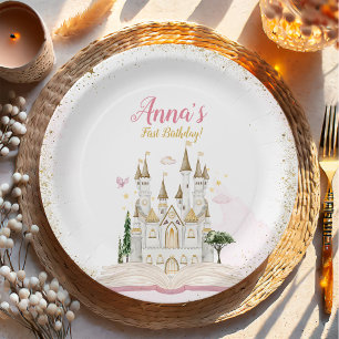 One-ce Upon A Time Princess 1st Birthday Party Paper Plate