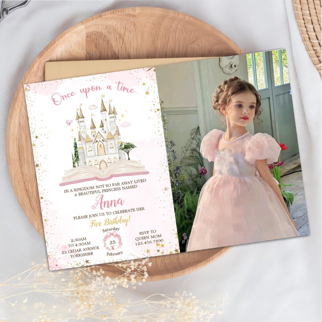 One-ce Upon A Time Princess 5th Party Photo Invitation (Creator Uploaded)