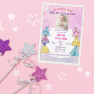 ONE-ce Upon A Time, Princess Dress 1st Birthday Invitation