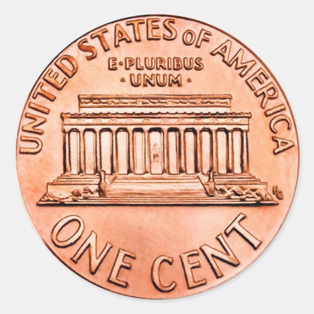 One Cent Penny Classic Round Sticker (Front)
