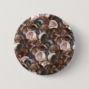 One Cent Penny Spread Background 6 Cm Round Badge