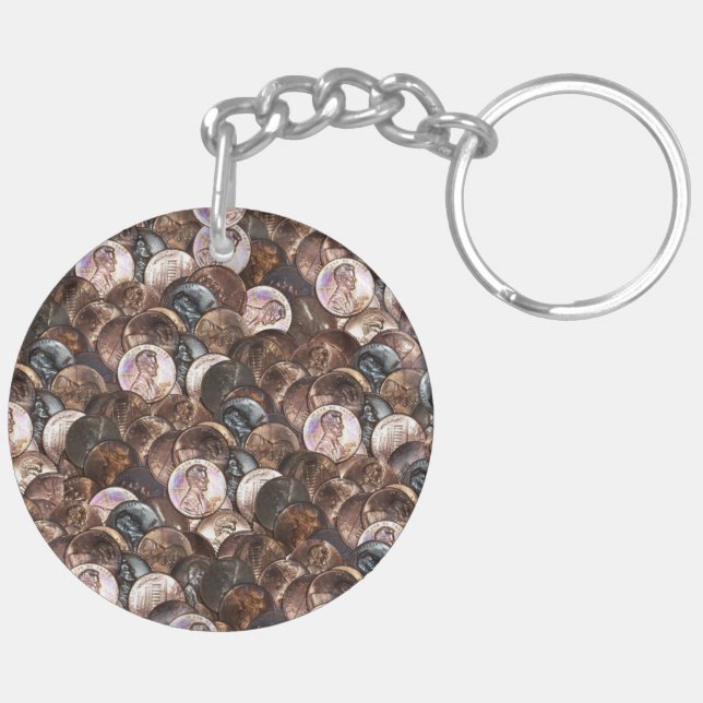 One Cent Penny Spread Background Key Ring (Back Right)