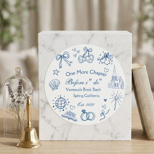 One Chapter Before the Chapel Book Bachelorette Classic Round Sticker