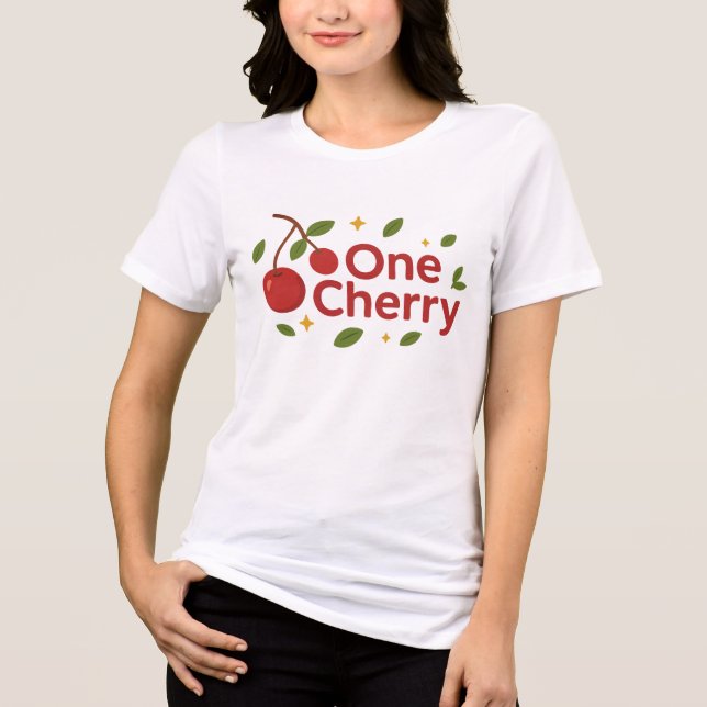 One Cherry Retro Fruit Logo – Cute Minimal Vector  Tri-Blend Shirt (Front)