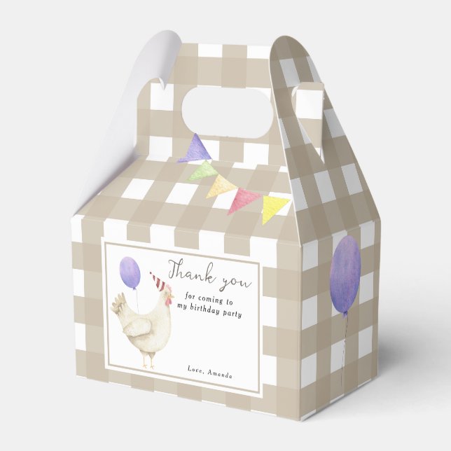 One Chick First birthday Thank you Favour Box (Front Side)