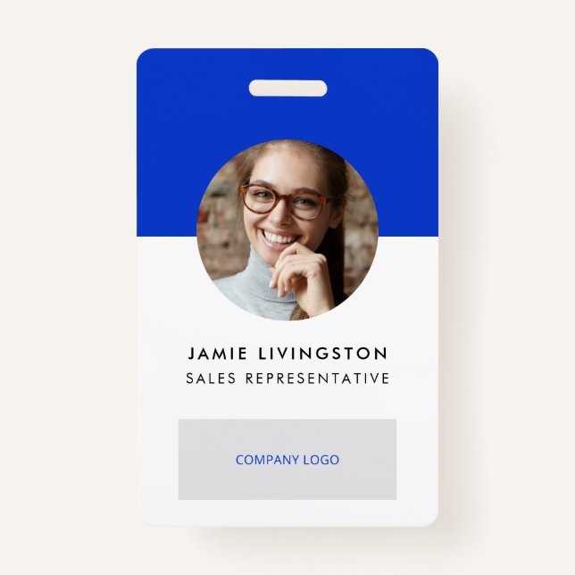One-Colour Modern Professional Logo Photo ID Badge (Front)