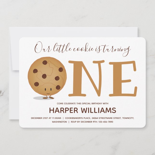 One Cookie First Birthday Invitation (Front)