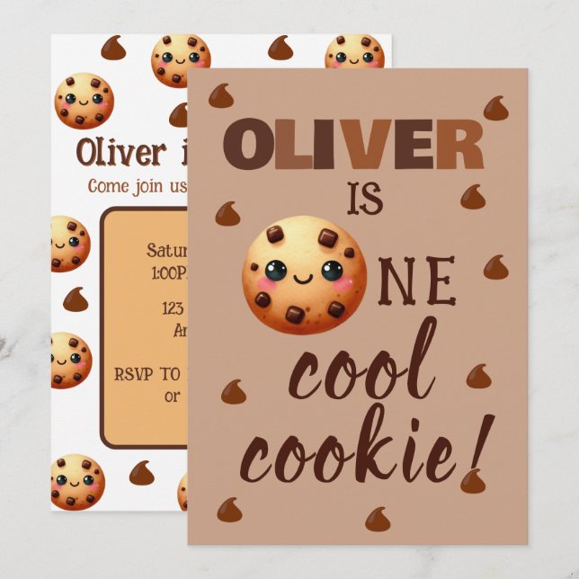 One Cool Cookie 1st Birthday Announcement (Front/Back)