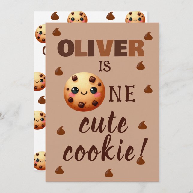 One Cool Cookie 1st Birthday Announcement (Front/Back)