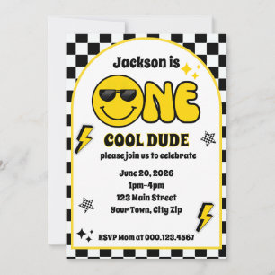 One Cool Dude 1st Birthday Invitation