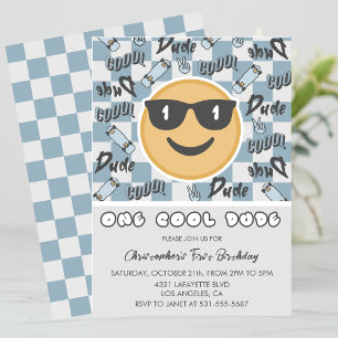 One Cool Dude Birthday Invitation Sunglasses Blue