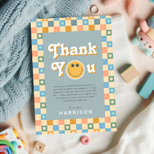 One Cool Dude Boys Retro First Birthday Thank You Card
