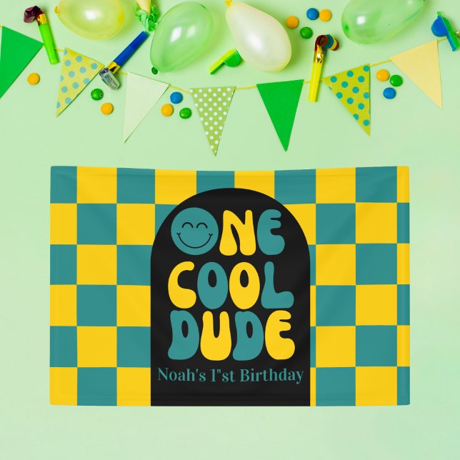 One Cool Dude Emoji 1st Birthday Decoration Banner (Creator Uploaded)