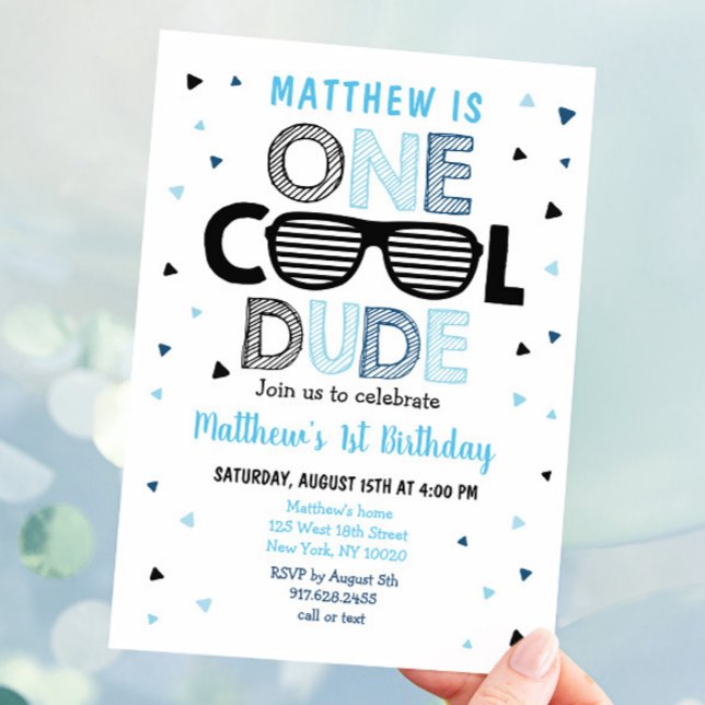 One Cool Dude Sunglass Boy First Birthday Invitation (Creator Uploaded)