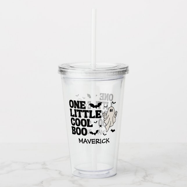 One Cool Mama Boo Halloween 1st Birthday Acrylic Tumbler (Front)