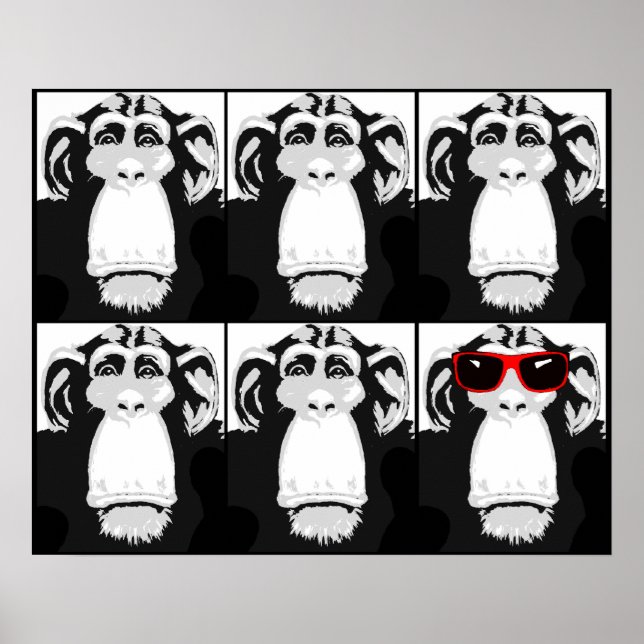 One Cool Monkey Funny Poster Sign Print (Front)
