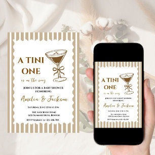 One Coquette Beige Bow “A Baby Is Brewing” Coffee  Invitation