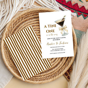 One Coquette Beige Bow “A Baby Is Brewing” Coffee  Invitation